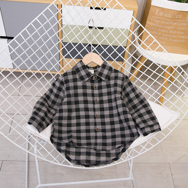 Aszimmetrikus hosszúságú gyerek kockás ing fiúknak