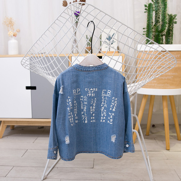 Modern gyerek farmer ing fiúknak hosszú ujjal és gombokkal