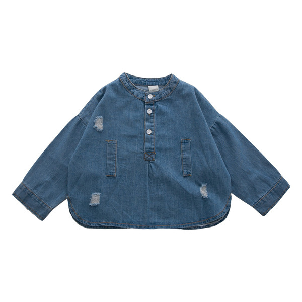 Modern gyerek farmer ing fiúknak hosszú ujjal és gombokkal