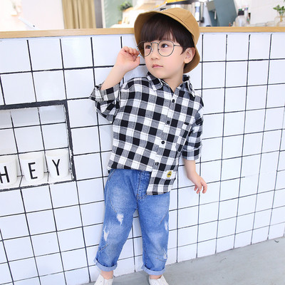 Alkalmi gyerek kockás ing rátéttel, két színben