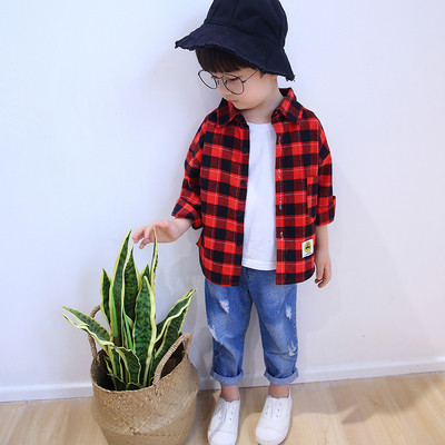 Alkalmi gyerek kockás ing rátéttel, két színben