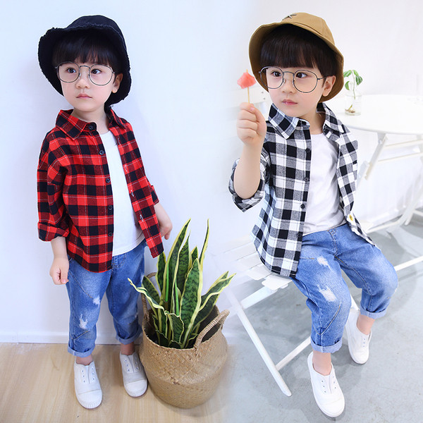 Alkalmi gyerek kockás ing rátéttel, két színben