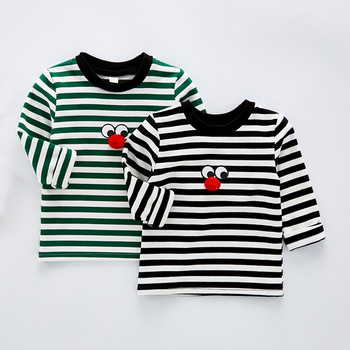 Детска раирана блуза за момчета в два цвята с 3D елемент