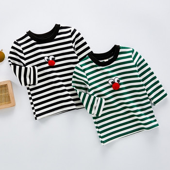 Детска раирана блуза за момчета в два цвята с 3D елемент
