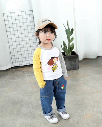 Μοντέρνα παιδική μπλούζα σε τρία χρώματα O-neckline