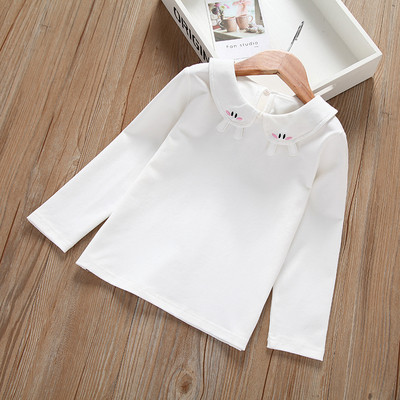 Friss gyerekblúz lányoknak fehér színben, hímzéssel és hosszú ujjal