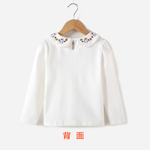 Friss gyerekblúz lányoknak fehér színben, hímzéssel és hosszú ujjal