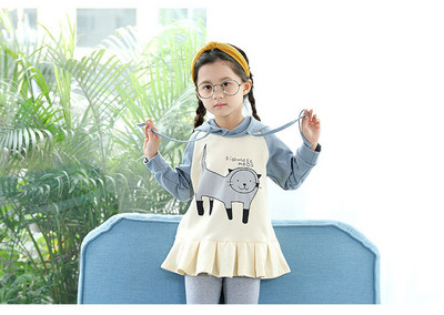 Gyerek blúz lányoknak kék és rózsaszín színben feszítéssel és kapucnival