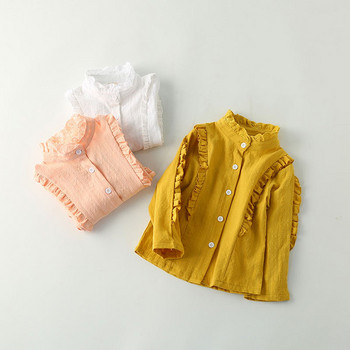 Детски ризи за момичета с дантела в три цвята