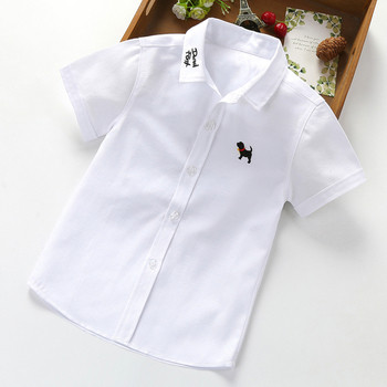Детска модерна риза с къс ръкав и бродерия в три цвята