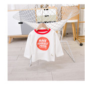 Gyerek blúz fiúknak O-alakú gallérral és feliratokkal, két színben