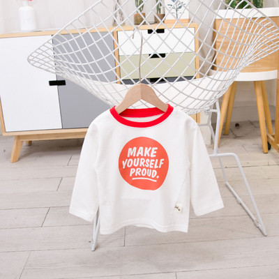 Gyerek blúz fiúknak O-alakú gallérral és feliratokkal, két színben