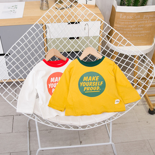 Gyerek blúz fiúknak O-alakú gallérral és feliratokkal, két színben