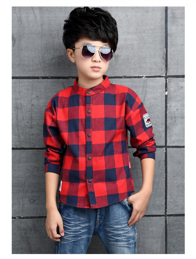 Modern gyerek kockás ing emblémával, két színben