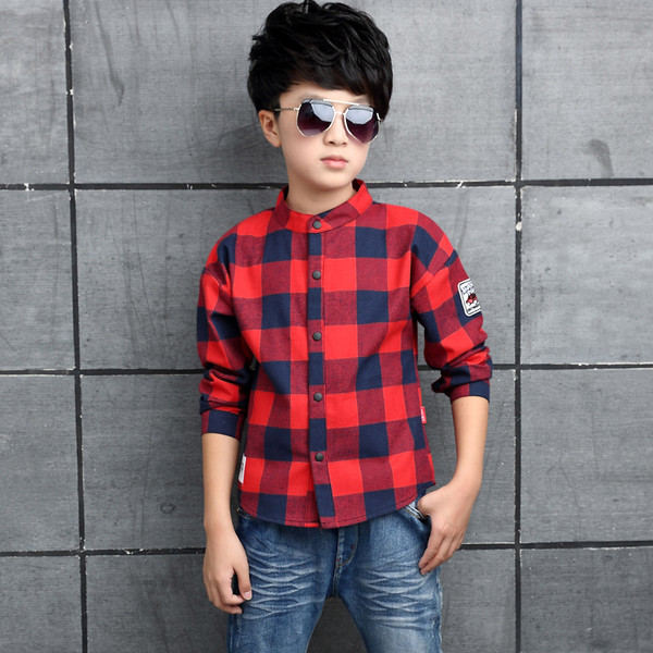 Modern gyerek kockás ing emblémával, két színben