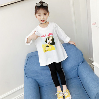 Παιδική μπλούζα για κορίτσια σε λευκό με εκτύπωση, ευρύ μοτίβο