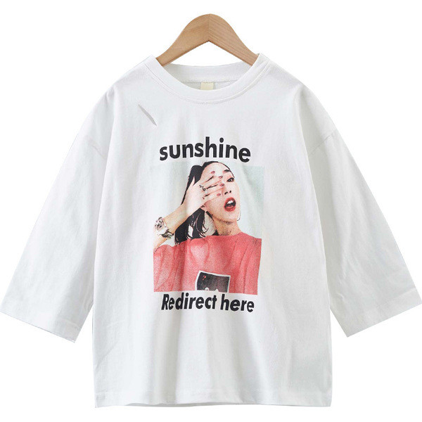 Gyerek blúz lányoknak fehér, mintás, széles mintával