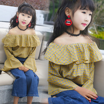 Модерна детска блуза за момичета в два цвята с Лотос ръкав