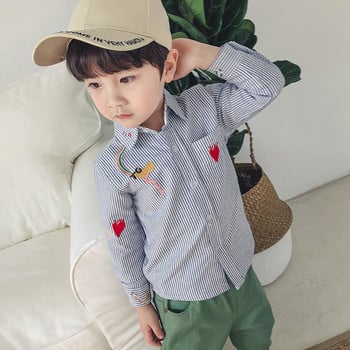 Μοντέρνο παιδικό ριγέ πουκάμισο για αγόρια με κεντήματα