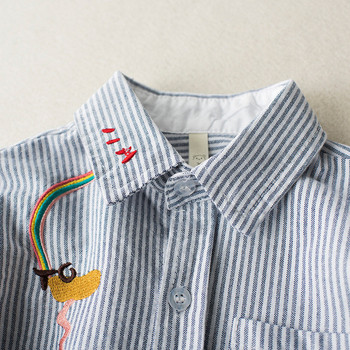Модерна детска раирана риза за момчета с бродерия 