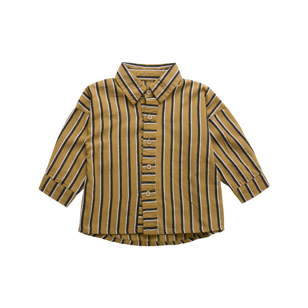 Gyermek csíkos ing fiúknak zöld és sárga színben