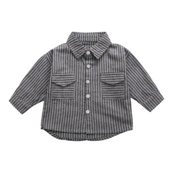 Модерна детска риза за момчета с апликация и джобове в два цвята