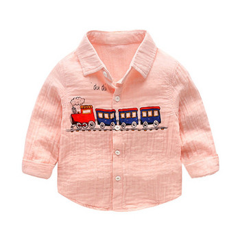 Μοντέρνο παιδικό πουκάμισο με κεντήματα σε τρία χρώματα