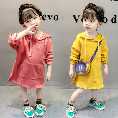 Детска спортна рокля за момичета в два цвята с качулка