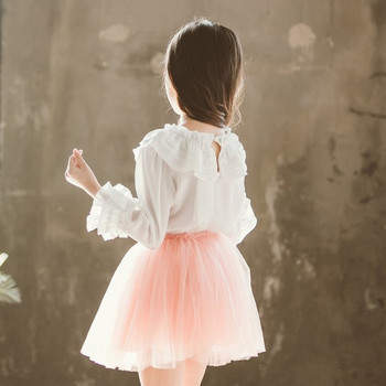Παιδικό πουκάμισο για κορίτσια σε λευκό και ροζ χρώμα