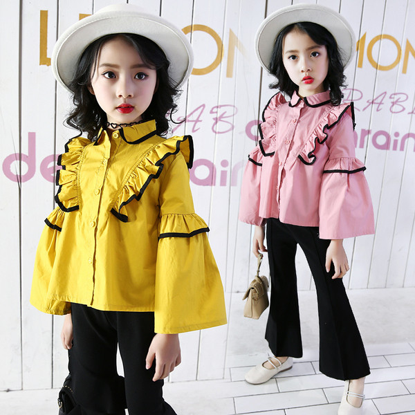 Κομψό παιδικό πουκάμισο για κορίτσια σε τρία χρώματα