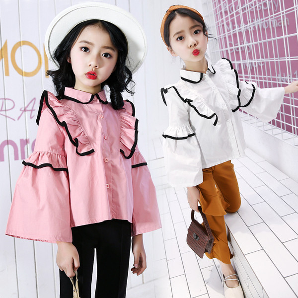 Κομψό παιδικό πουκάμισο για κορίτσια σε τρία χρώματα