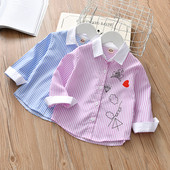 Csíkos ing lányoknak kék és rózsaszín gallérral