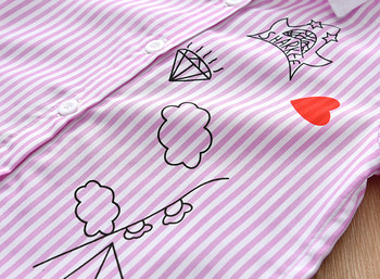 Раирана риза за момичета с яка в син и розов цвят