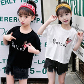 Modern gyerekblúz lányoknak, rövid ujjal, két színben