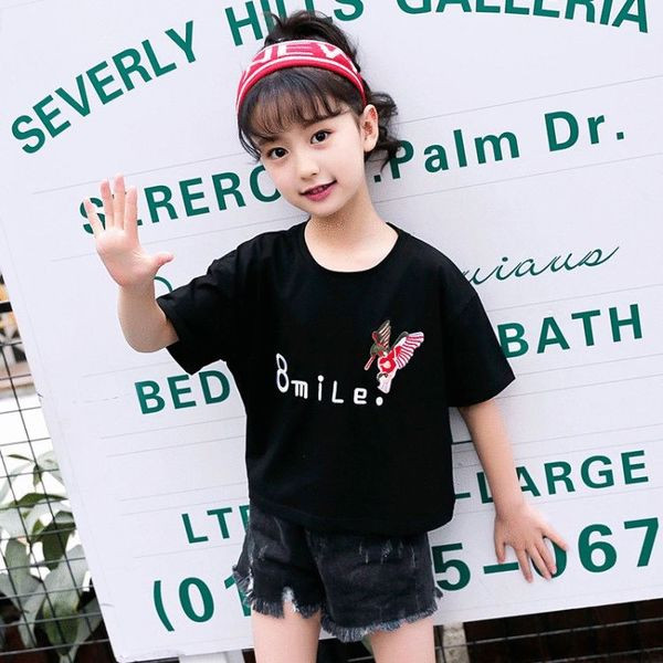 Modern gyerekblúz lányoknak, rövid ujjal, két színben