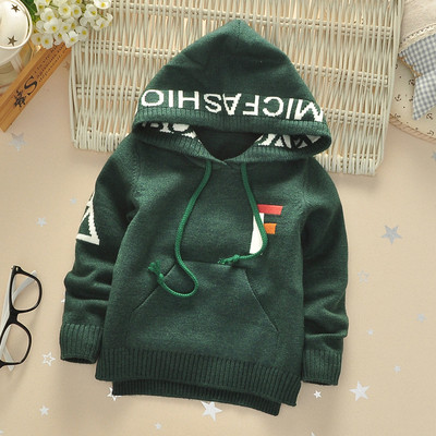 Modern, vastag gyerekblúz kapucnival és felirattal, két színben