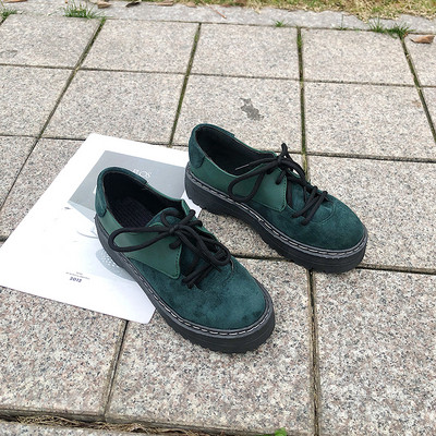 Női alkalmi cipő Eco velúrból zöld és fekete színben