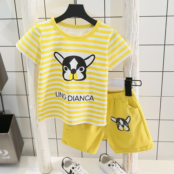 Modern gyerek csíkos szett két színben, rárakással