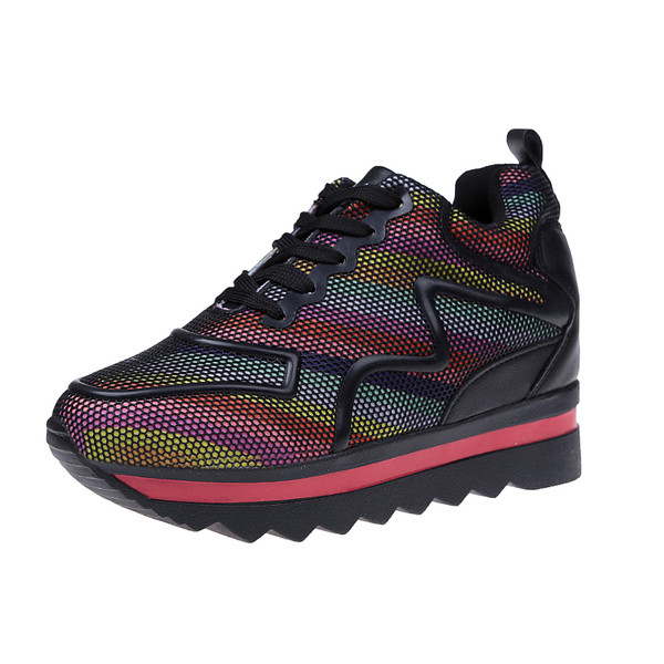 Két színű, magas talpú női alkalmi cipő