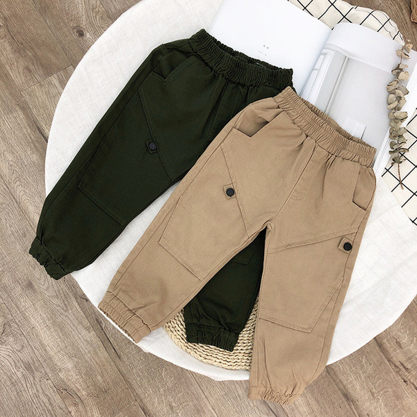 Pantaloni copii moderni pentru baieti cu buzunare in doua culori