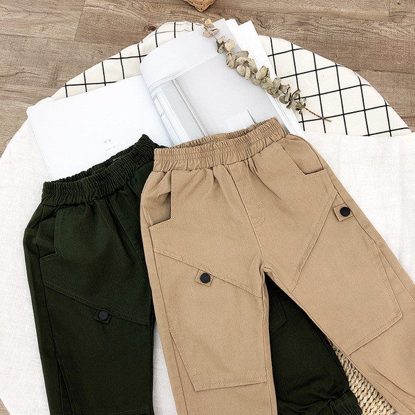 Pantaloni copii moderni pentru baieti cu buzunare in doua culori