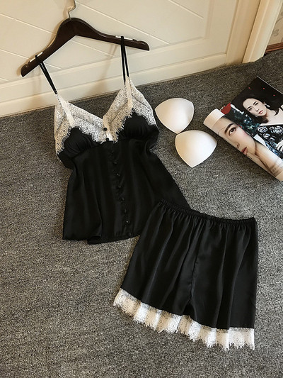 Stílusos női hálóing kétrészes csipkével több színben