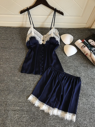 Stílusos női hálóing kétrészes csipkével több színben