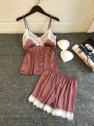 Stílusos női hálóing kétrészes csipkével több színben