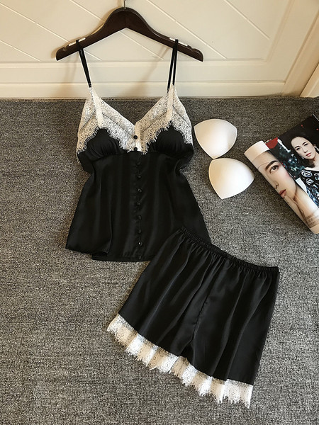 Stílusos női hálóing kétrészes csipkével több színben