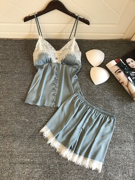 Stílusos női hálóing kétrészes csipkével több színben