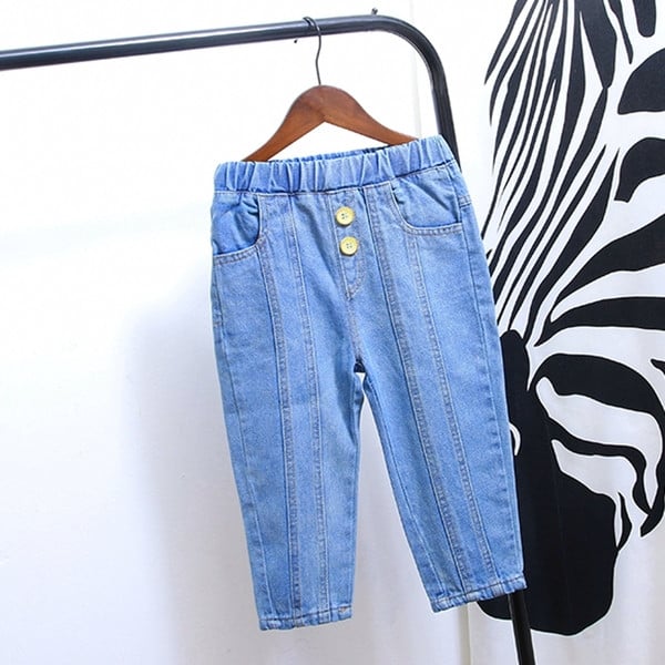 Gyerek farmer fiúknak gombokkal és zsebekkel széles modell