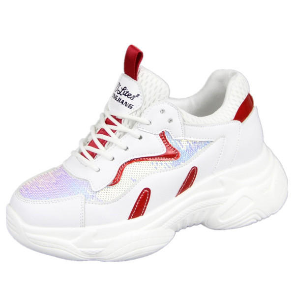 Stílusos női tornacipő flitterekkel két színben, vastag talppal