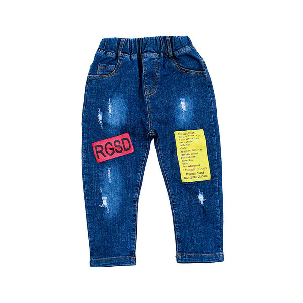 Modern gyerekfarmer fiúknak kék színben, rátéttel