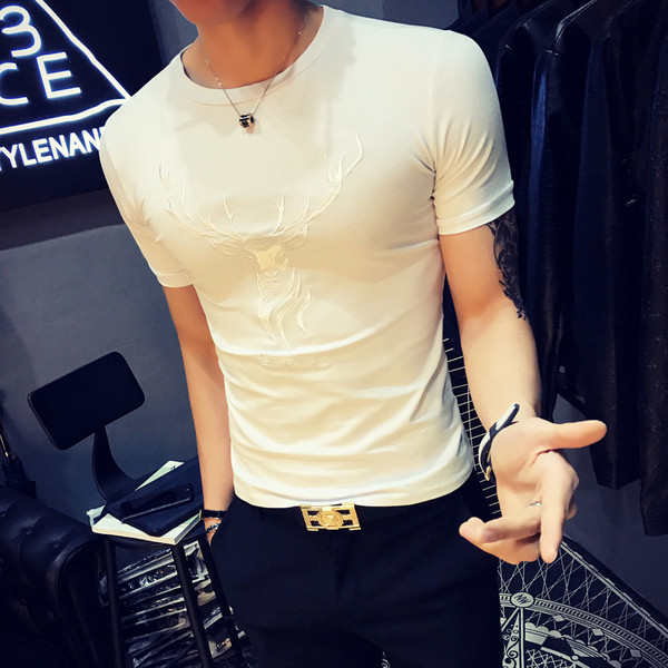 Férfi modern pólómodell Slim fekete-fehér színben